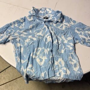 Blue and White Button-Up Shirt